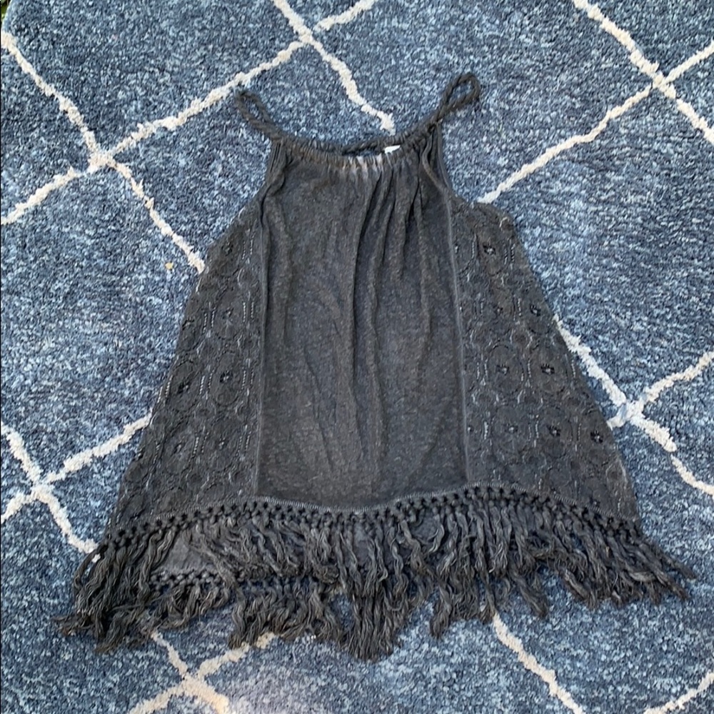 Charcoal colored flowy tank